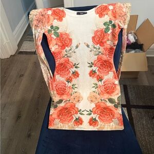 Floral Orange and Cream Dress